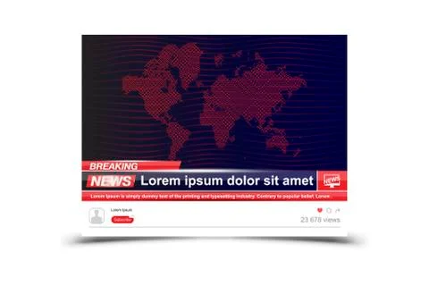 Breaking news with Interface video player for web TV. Flat vector illustratio Illustrazione stock