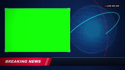 Breaking News intro with chroma key green screen and digital globe broadcast Stock Footage 346705956