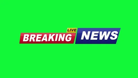 Breaking News Live Lower Third Graphic with Red and Blue Banners on Chroma Key Stockbeeldmateriaal 348207095
