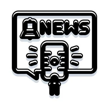 Breaking news live reporting with microphone and notification bell Stock Illustration