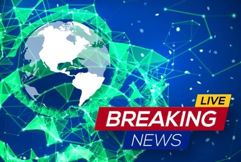 Breaking News Live with World Map on Blue Backdrop Stock Illustration