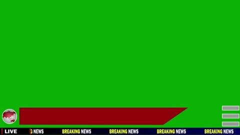 Breaking news lower third with animated earth blank logo green screen animation Stock Footage 279260112