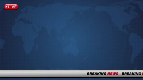 Breaking news lower third animation on world map background for television .. Stock Footage 332750132