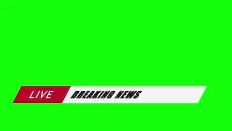 Breaking News Lower Third Animation with Green Screen Chroma Key Background Stock Footage 341664829