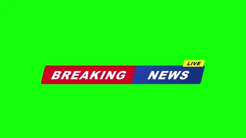 Breaking News Lower Third Animation with Green Screen Chroma Key Background Stock Footage 341664901