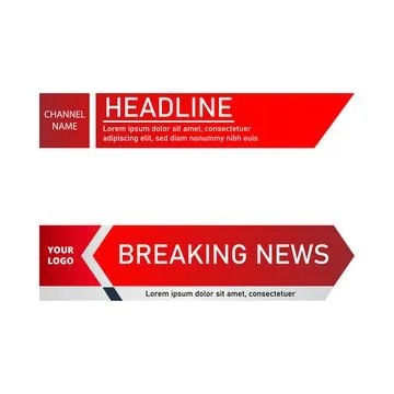 Breaking news lower third design for television channels. The rectangular and Illustrazione stock