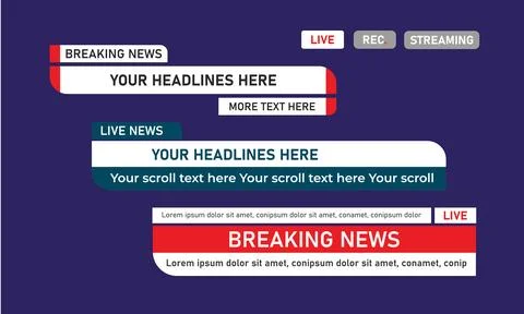 Breaking news lower third design for news media Stock Illustration