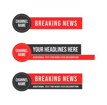 Breaking News Lower Third Design in Black and Red Stock Illustration