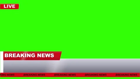 Breaking News Lower Third Graphic with Live Badge and Ticker on Chroma Key Gree 動画素材 347263429