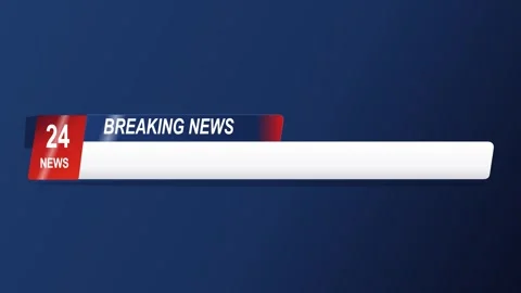 Breaking News Lower Third Graphic with Blank White Text Bar on Blue Background Stockbeeldmateriaal 348206519
