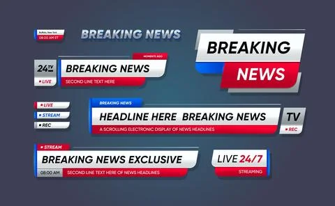Breaking news, lower third header banners set Illustrazione stock