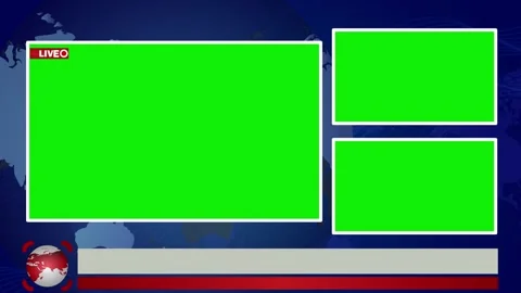 Breaking news lower third three green screen display world map with blank text Vidéo 279260083
