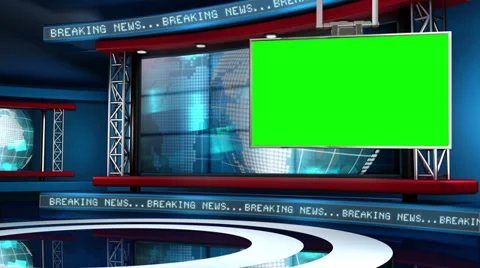 Breaking News Modern Virtual Studio Set Stock Footage 33701485