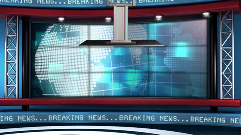 Breaking News Modern Virtual Studio Set Loop Video stock 33718192