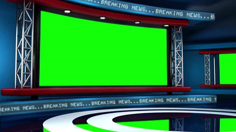 Breaking News Modern Virtual Studio Set Loop Video stock 33732060