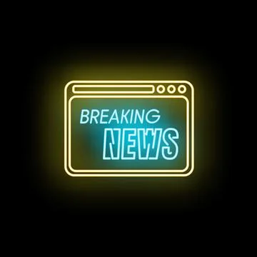 Breaking news neon digital window banner concept 库存插图