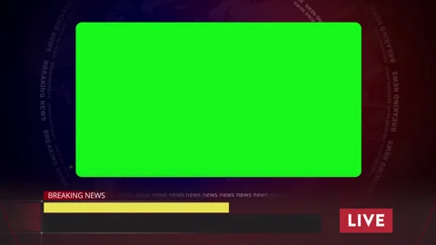 Breaking news plate green screen Stock Footage 303469908