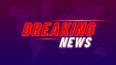 Breaking news in red and white with glowing lights on a blue and red backgrou Stock Footage 312697310