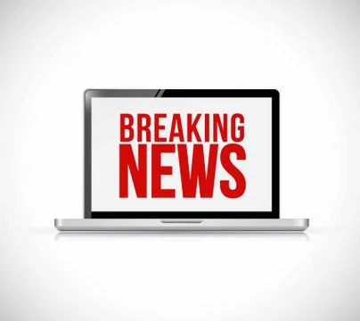 Breaking news sign on a computer screen Illustrator. Stock-Illustration