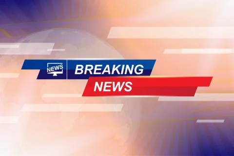 Breaking News template title with globe world map on blue background with lig Stock Illustration