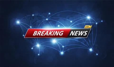 Breaking News template title with shadow on world map background for screen T Illustrazione stock