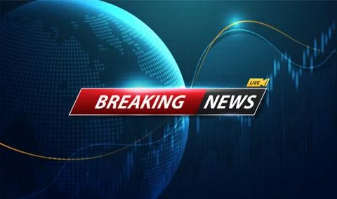 Breaking News template title with shadow on world map background for screen T Stock-Illustration