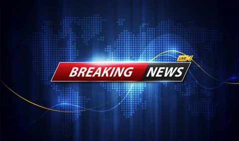 Breaking News template title with shadow on world map background for screen T Illustrazione stock