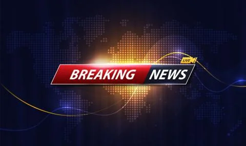 Breaking News template title with shadow on world map background for screen T Ilustración de archivo