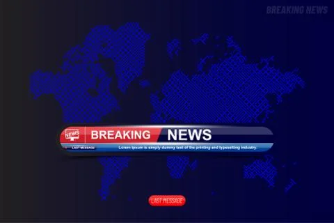 Breaking News template title with technology world map on white background for Stock Illustration