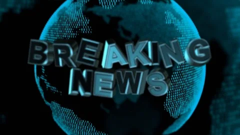 "Breaking News" Text Alert Over Digital Blue Cyan Globe Made of Binary Numbers Stock Footage 72506455