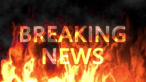 Breaking News Text with Fire Flame Background Video stock 316286606