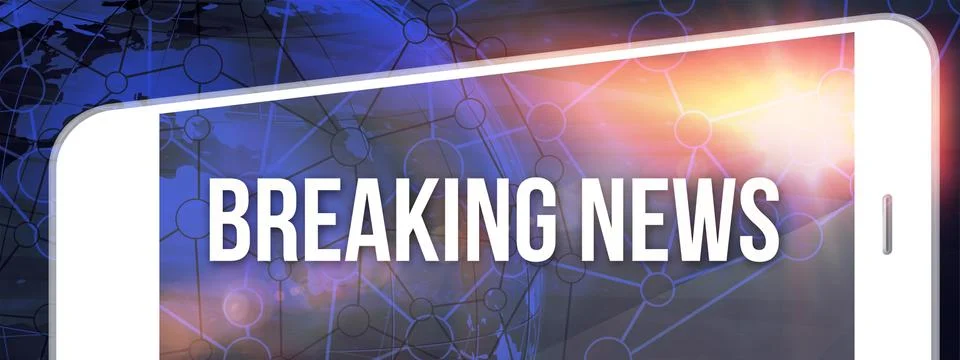 Breaking news text on smartphone screen concept series 스톡 일러스트