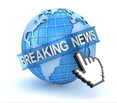 Breaking news text with world and hand cursor Breaking news text with worl... Stock Photos