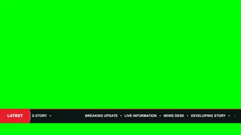 Breaking news ticker banner elements on chroma key green screen Stock Footage 346715604