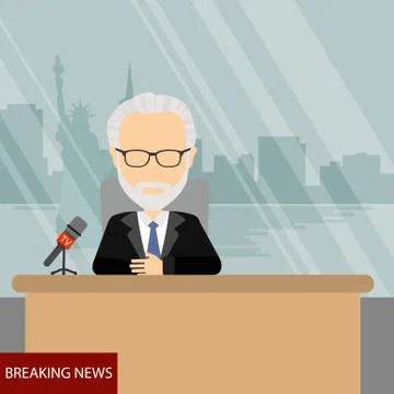 Breaking news on tv. Illustrazione stock
