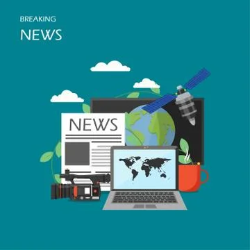 Breaking news vector flat style design illustration Stock Illustration