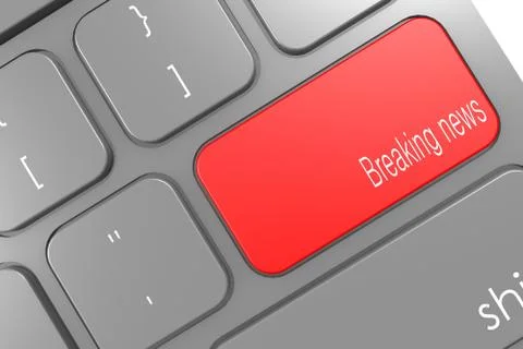 Breaking news word button on black computer keyboard Stock Illustration