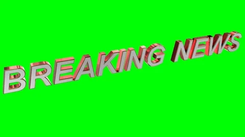 "BREAKING NEWS" words, that dynamically appear on the green screen. 3d render Stock Footage 160486178