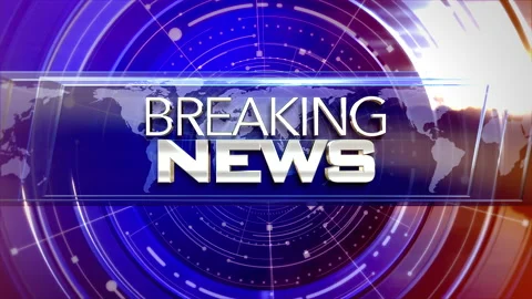Breaking News with world map and HUD elements in news studio Stock Footage 217651445
