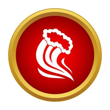 Breaking ocean wave icon showing tsunami warning concept Stock Illustration