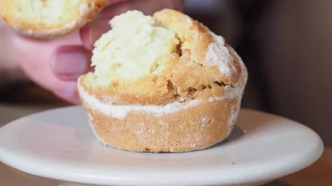 Breaking Open Some Delicious, Freshly Baked Soda and Brioche Bread, UK Stock Footage 274441006