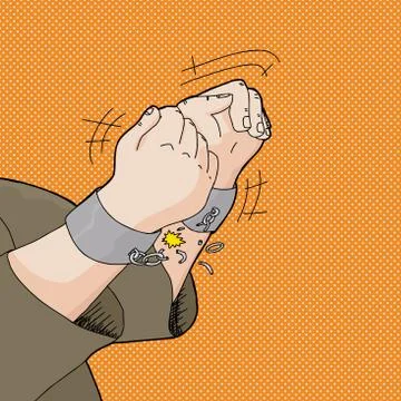 Breaking out of handcuffs Stock Illustration