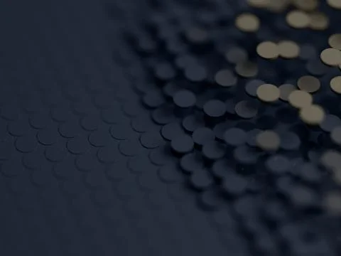 Breaking pattern of dark blue circles with color gradient to gray and bokeh.. Illustrazione stock