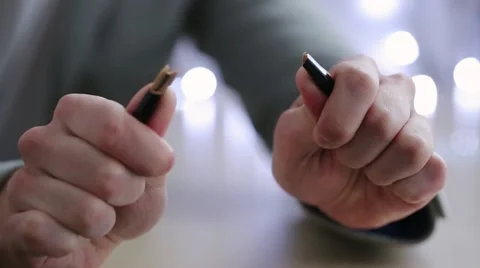 Breaking pencil. Anger Stock Footage 56282278