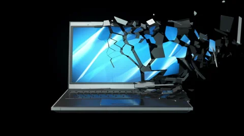Breaking into pieces laptop computer Stock Footage 34284562