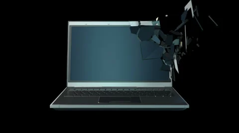 Breaking into pieces laptop computer Stock Footage 37100731