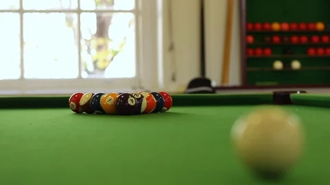 Breaking a Rack of Billiard Balls #3 Stock Footage 91953661