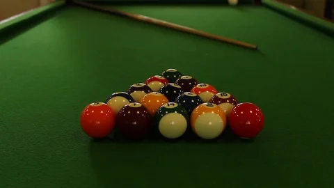 Breaking a Rack of Billiard Balls Stock Footage 91953903
