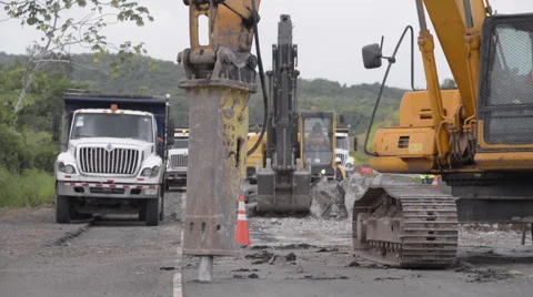 Breaking road asphalt Stock Footage 53371372