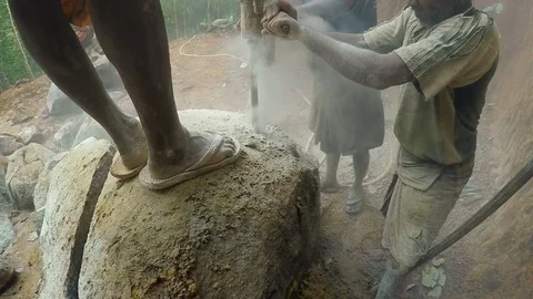 Breaking the rock Stock Footage 92947756